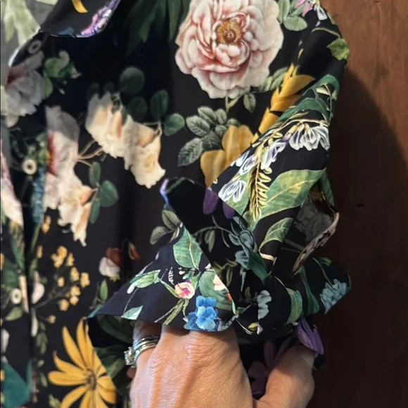 EUC ZARA FLORAL MIDI SHIRTDRESS SIZE L - Picture 7 of 10